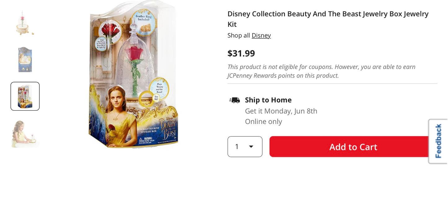 Disney Collection Beauty And The Beast Jewelry Box Jewelry Kit