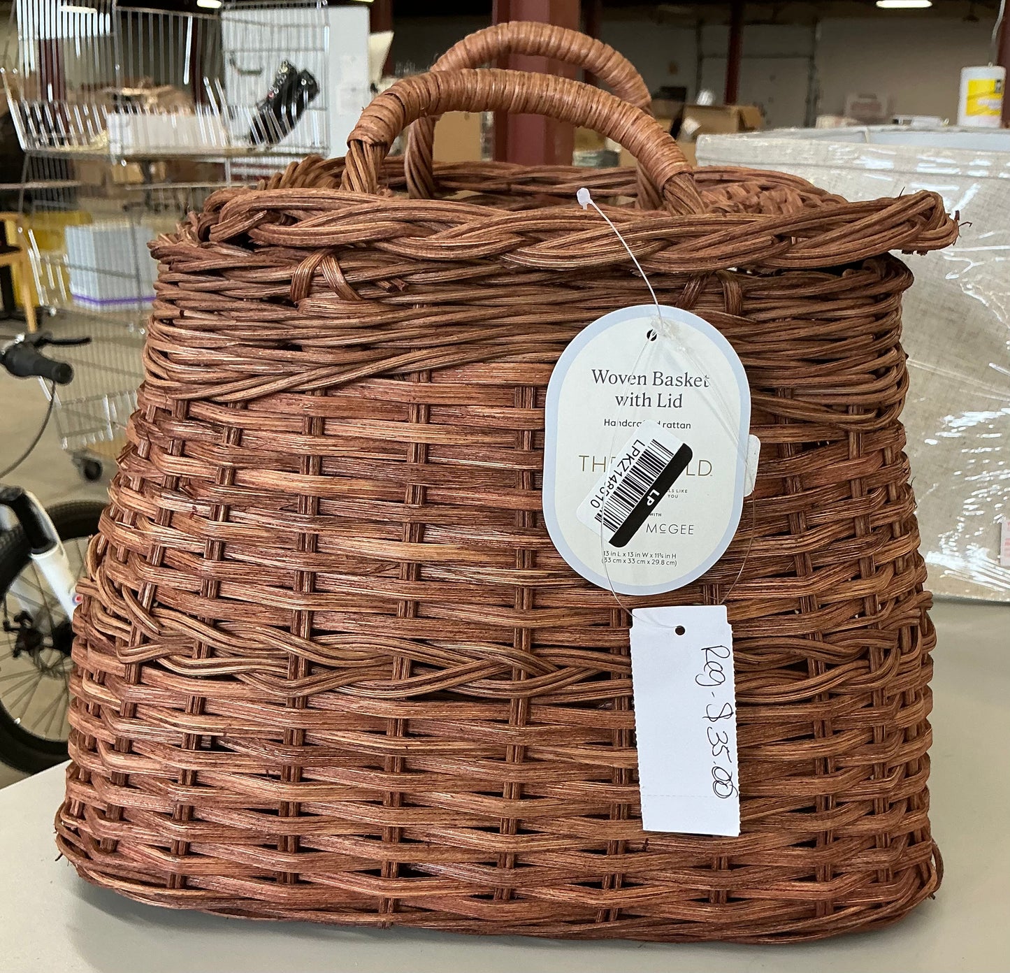 Square rattan basket dark brown - AS IS - SOME COSMETIC FLAWS