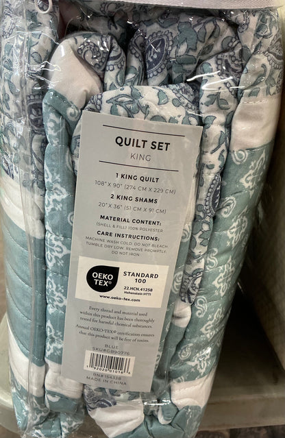 Linery Stripe Paisley Reversible Quilt Set