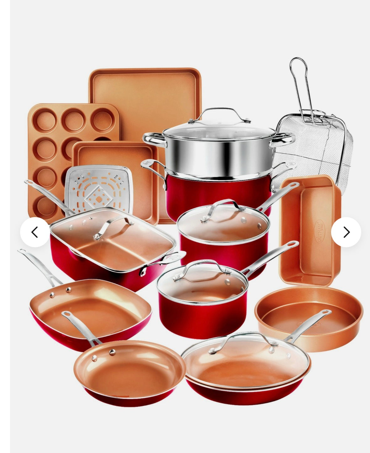 Gotham Steel 20-pc. Cookware Set red