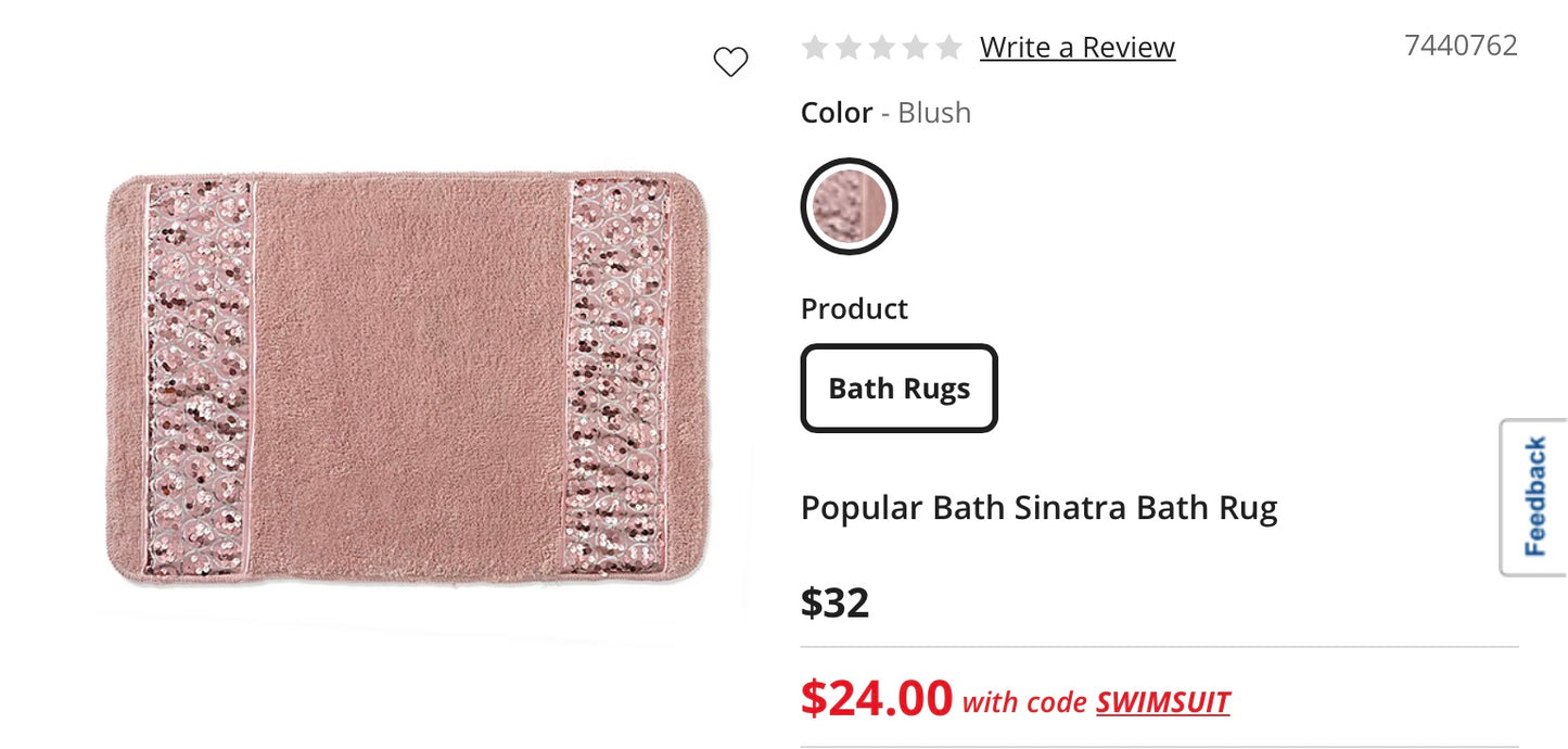 Popular Bath Sinatra Bath Rug 21”x32”-Blush
