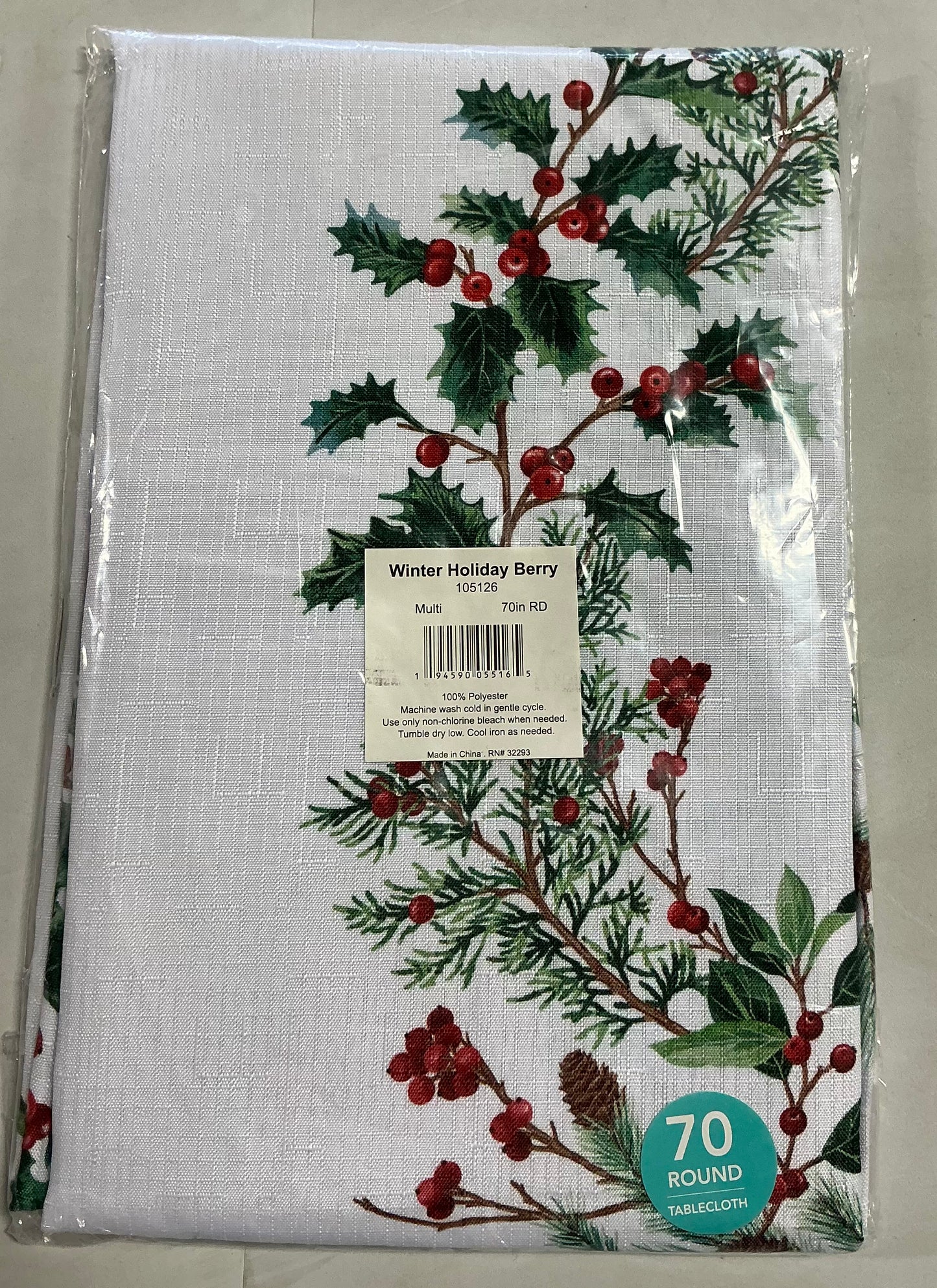 Elrene Home Fashions Winter Berry Tablecloth 70 Width/Inches, 70 Length/Inches
