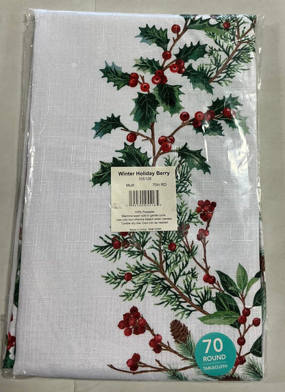 Elrene Home Fashions Winter Berry Tablecloth 70 Width/Inches, 70 Length/Inches