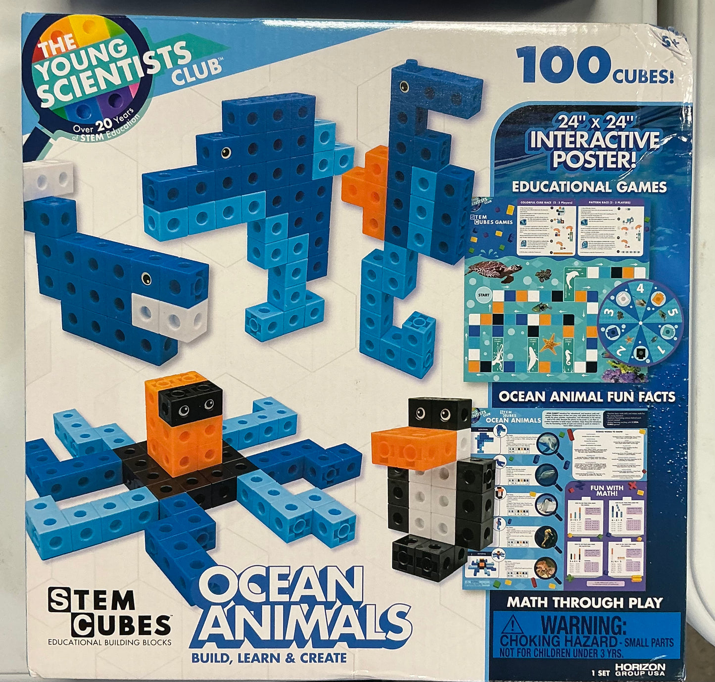 The Young Scientists Club Ocean Animals STEM Cubes educational building block set.