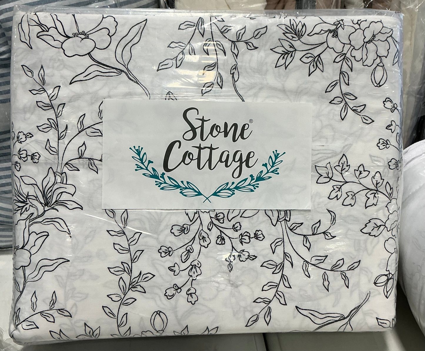 Stone Cottage Hawley Floral white percale cotton sheet set QUEEN