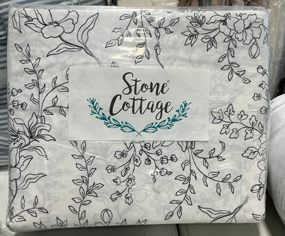 Stone Cottage Hawley Floral white percale cotton sheet set QUEEN