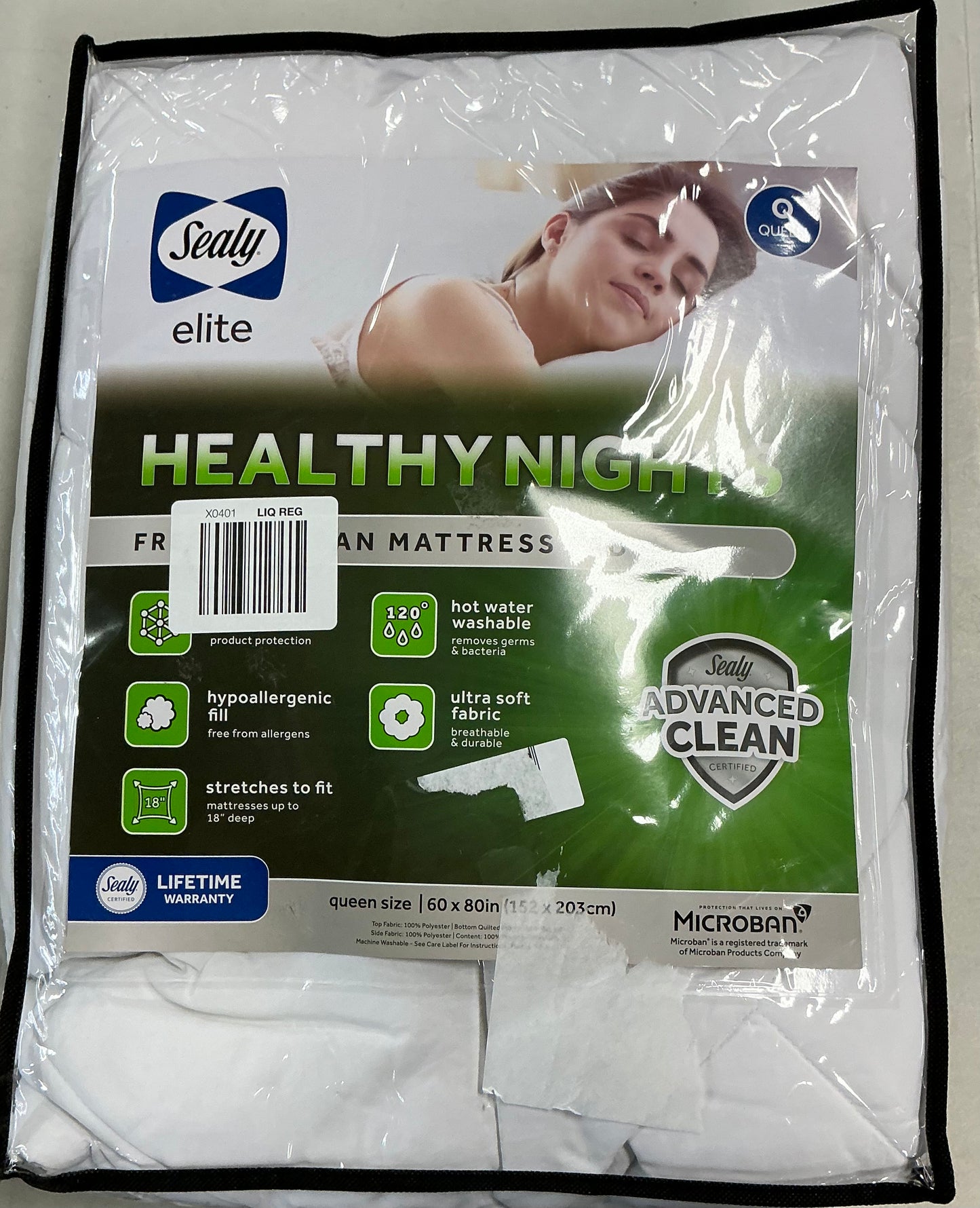 Sealy® Healthy Nights Fresh And Clean Mattress Pad 80”x60”-White