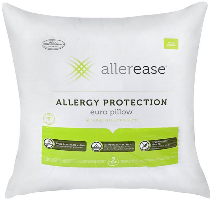 Allerease Solid Euro Pillow Insert 2 Pack 26”x26”-White
