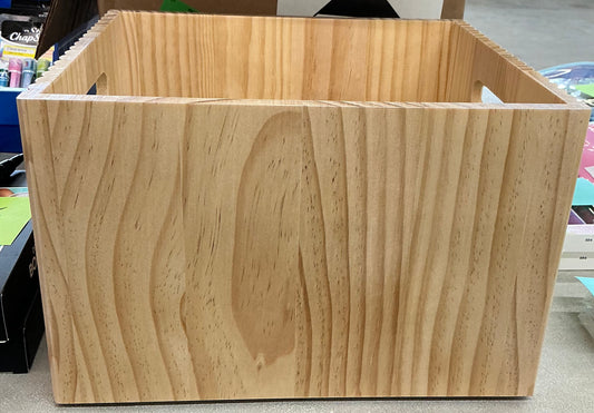 Small natural wood ribbed bin 11”