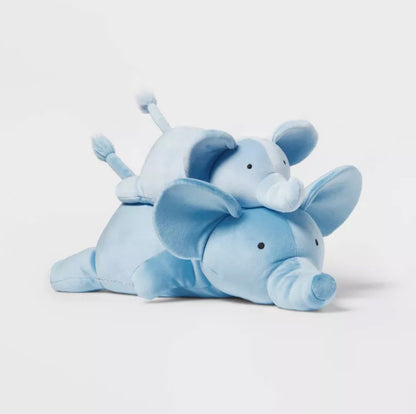 Elephant and Baby Weighted Plush Kids' Throw Pillow Blue