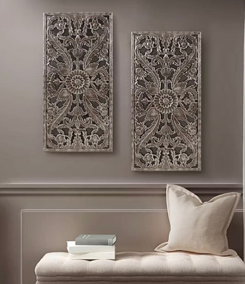 Madison Park Botanical Distressed Carved Wood 2-pc. Wall Art Set