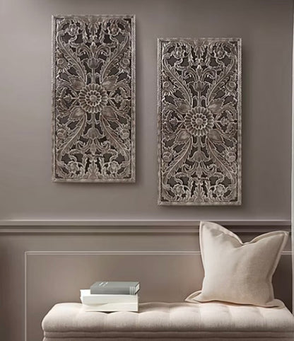 Madison Park Botanical Distressed Carved Wood 2-pc. Wall Art Set