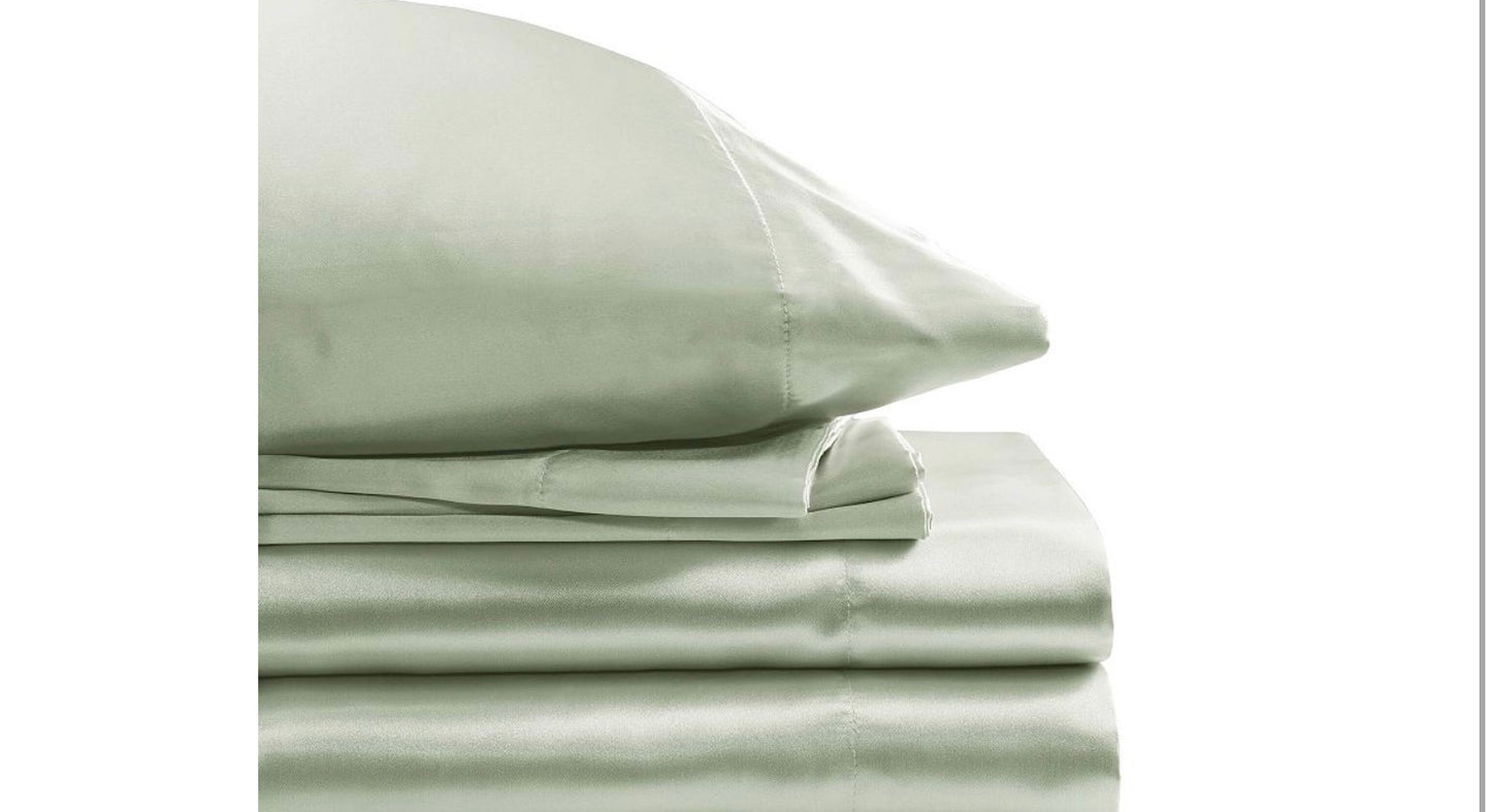 Madison Park Essentials Satin Sheet Set in sage green king
