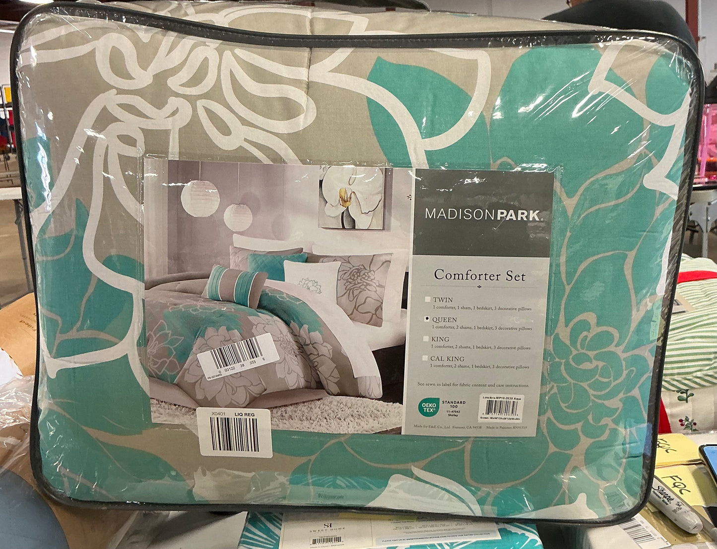Madison Park Lola aqua comforter set 7 pcs QUEEN