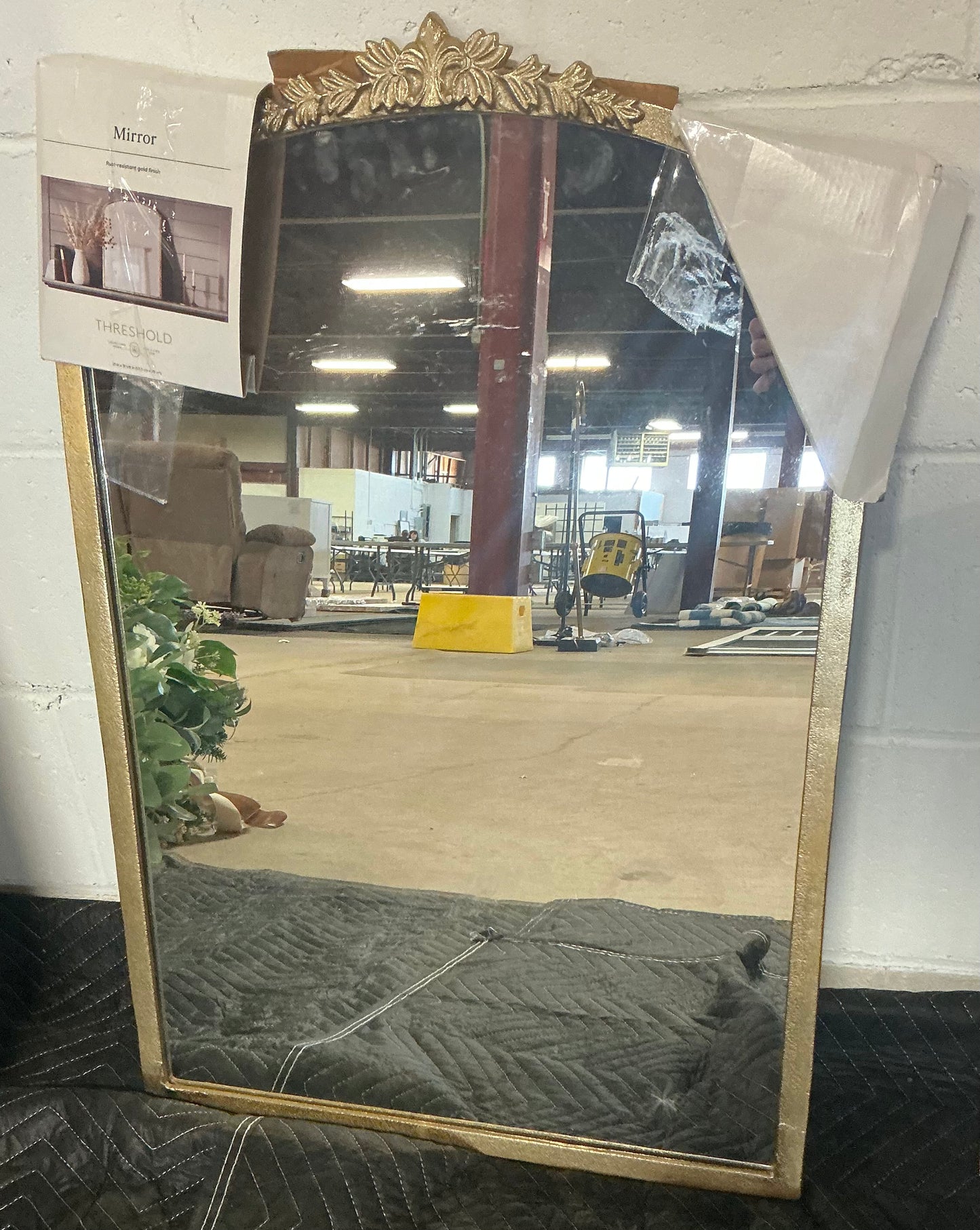 20x30” decorative gold wall mantle mirror gold - SOME MINOR COSMETIC FLAWS - PICK UP ONLY