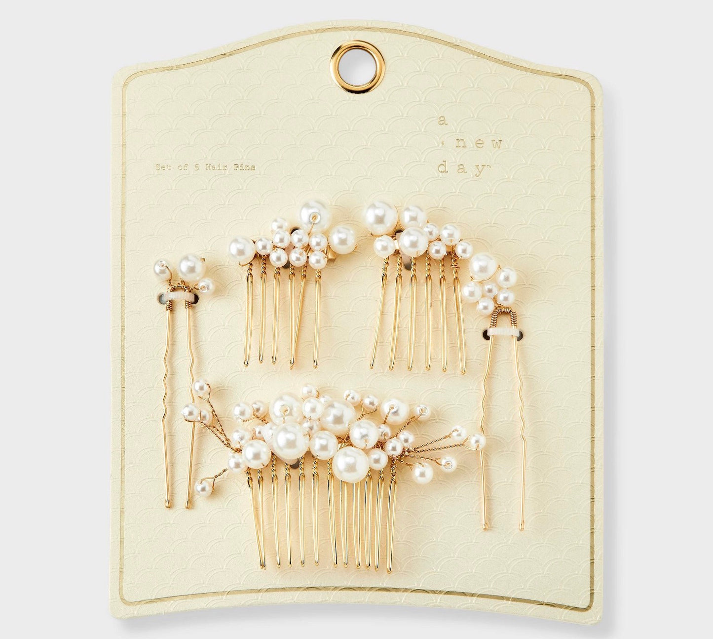 Gold pearl hair pins