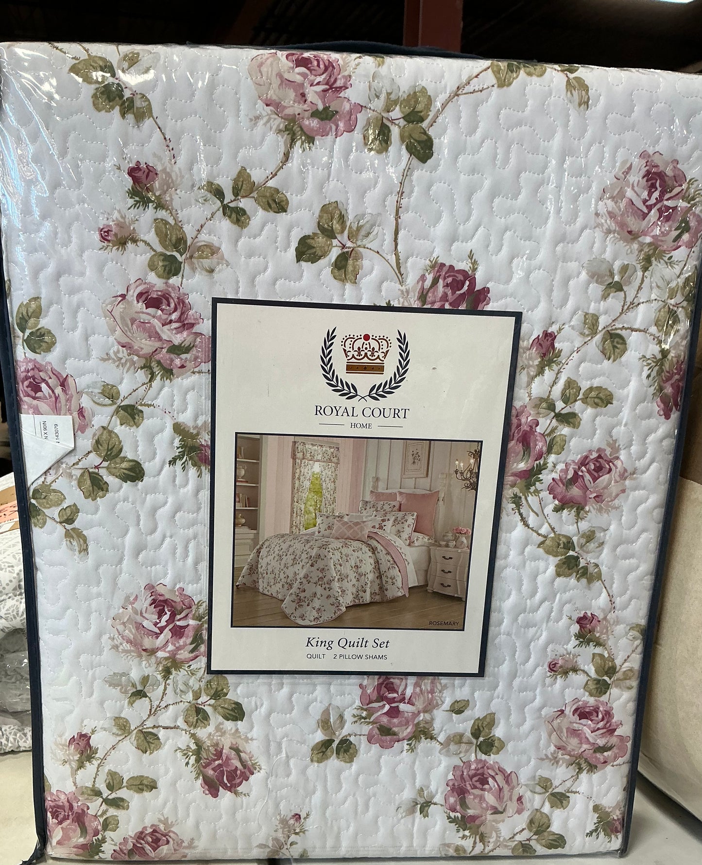 Royal Court Home Rosemary King Quilt Set with a pink floral pattern 3pcs