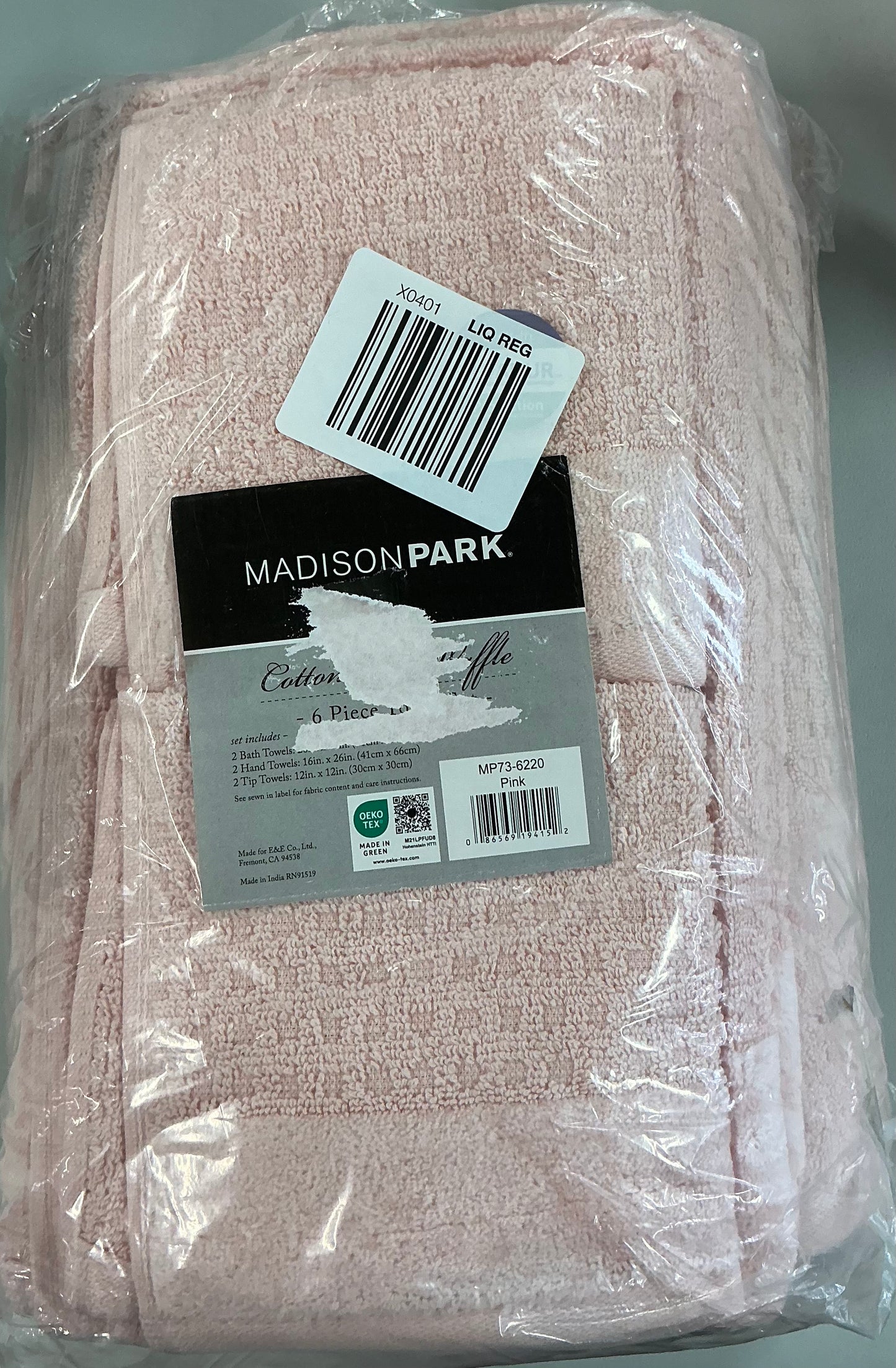 Madison Park Spa Waffle 6 Pieces Quick Dry Bath Towel Set