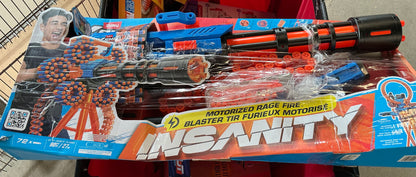 XSHOT insanity motorized rage fire toy dart blaster by ZURU - AS IS - OPEN/DAMAGED BOX - MISSING PCS - PICK UP ONLY