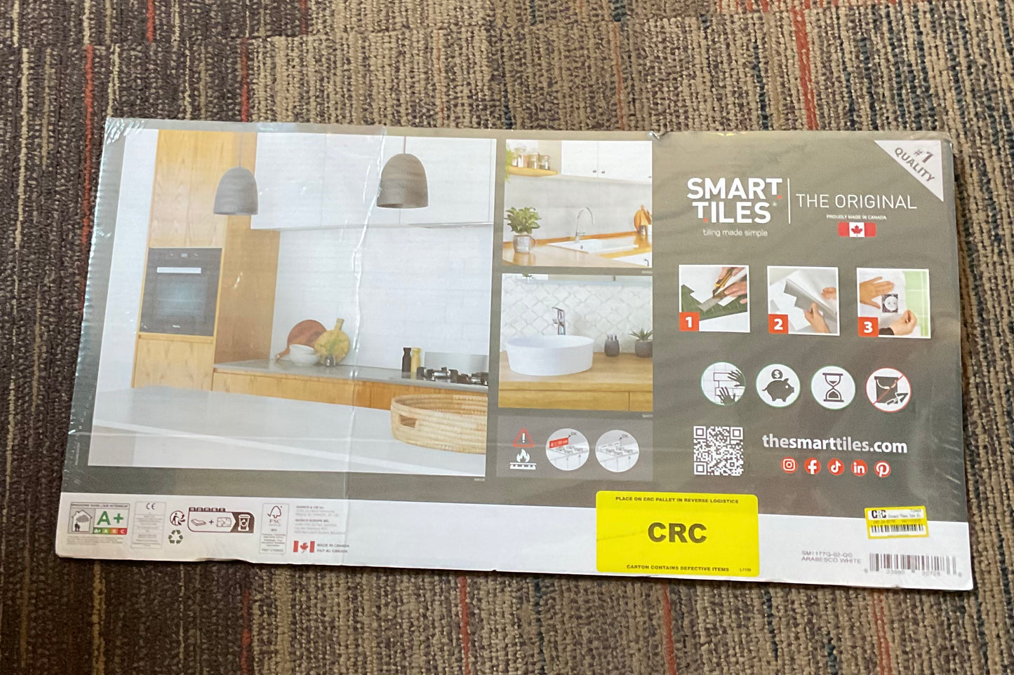 (Clearance) FINAL SALE Smart Tiles 2pk XL Glossy Peel & Stick 3D Tile Paper Backsplash Arabesco Marble: Best Stick On Kitchen
Backsplash