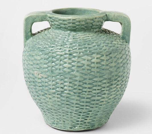 Small woven texture ceramic vase - Blue