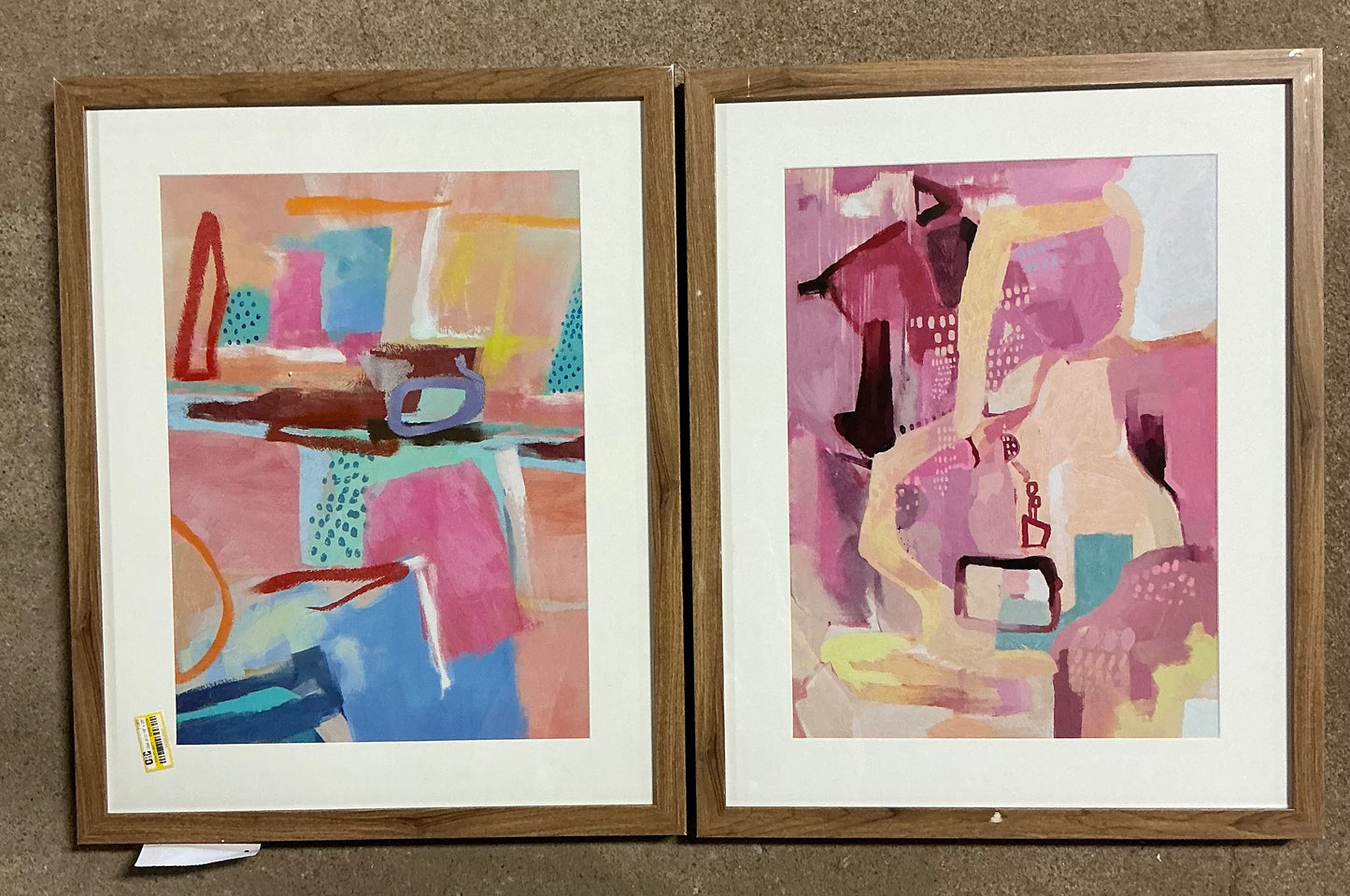 Abstract wall art set of 2 - 16x20” painterly collage - AS IS - SOME COSMETIC FLAWS - PICK UP ONLY