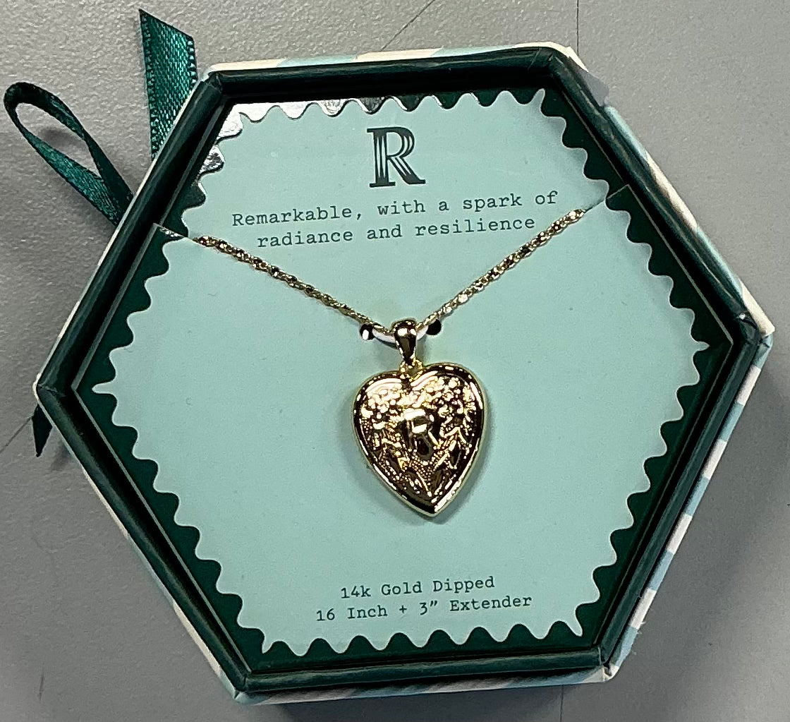 14k gold dipped heart charm initial necklace