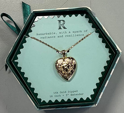14k gold dipped heart charm initial necklace