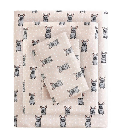 True North By Sleep Philosophy Cozy Flannel Cotton 4 Pieces Sheet Set-Included(1 Flat Sheet,1 Fitted Sheet and 2 Standard Pillowcases)-Pink