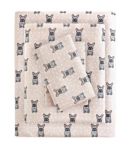 True North By Sleep Philosophy Cozy Flannel Cotton 4 Pieces Sheet Set-Included(1 Flat Sheet,1 Fitted Sheet and 2 Standard Pillowcases)-Pink