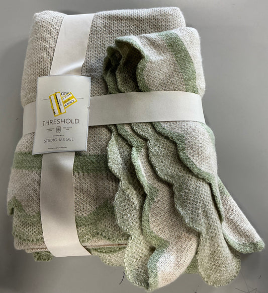 Scalloped edge throw green - 50x60”