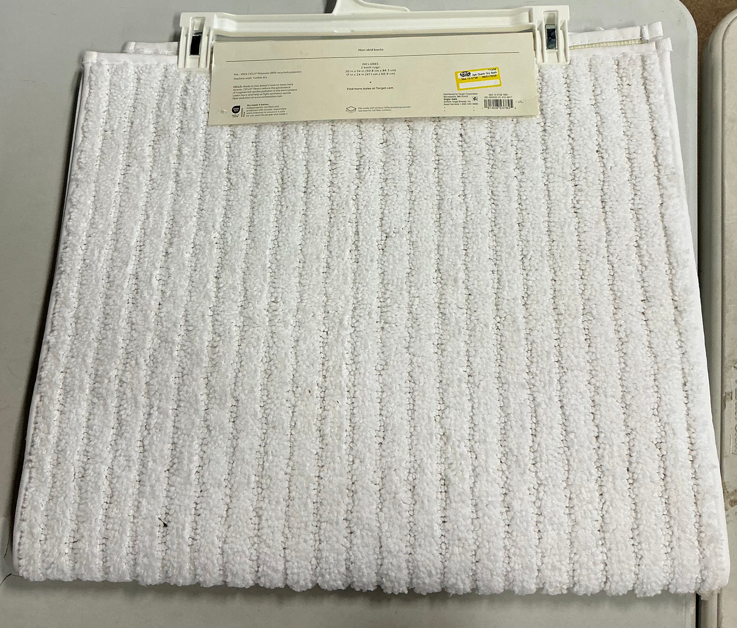2pk quick dry bath rug set - White - AS IS - MINOR DIRT SPOT