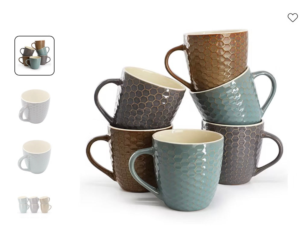 Elama Honeysuckle 6 Piece Assorted 6-pc. Geometric Coffee Mug - Open Box