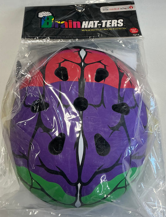 Little Medical School Brain Hat-ters kids bike helmet with a colorful brain-themed design
