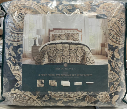Broadhaven Kent 8 Pieces Reversible Complete Comforter Set Queen-Black