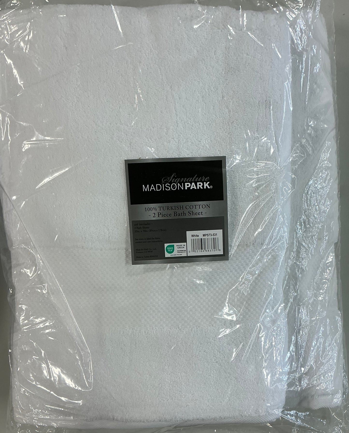 Madison Park Signature Turkish 100% Cotton 2 Pieces Quick Dry Bath Towel-White
