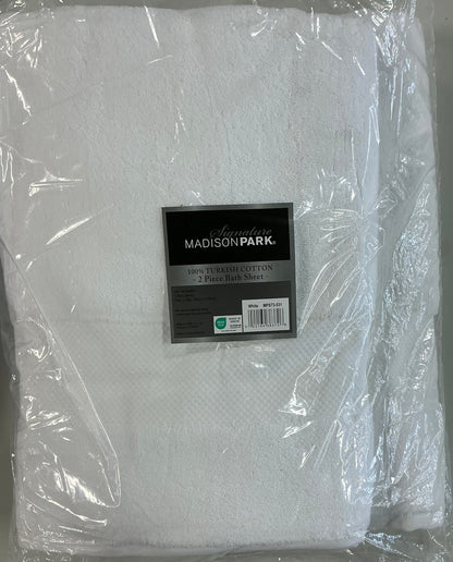 Madison Park Signature Turkish 100% Cotton 2 Pieces Quick Dry Bath Towel-White