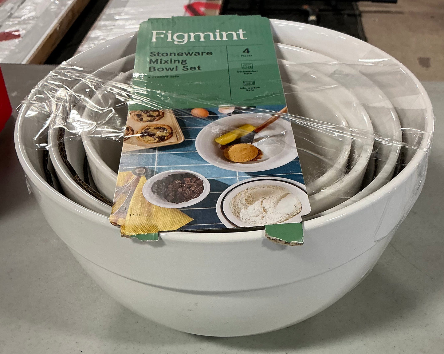 Figmint stoneware mixing bowl set 4pcs - OPEN PACKAGE - MINOR COSMETIC FLAWS - PICK UP ONLY