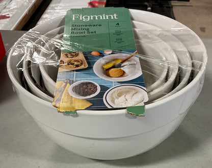Figmint stoneware mixing bowl set 4pcs - OPEN PACKAGE - MINOR COSMETIC FLAWS - PICK UP ONLY