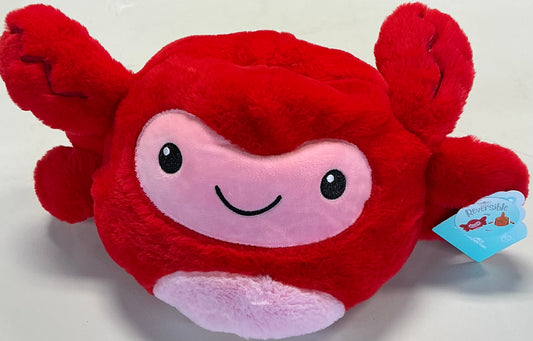 Hug Me reversible flip plush featuring a red crab that reverses into a clownfish