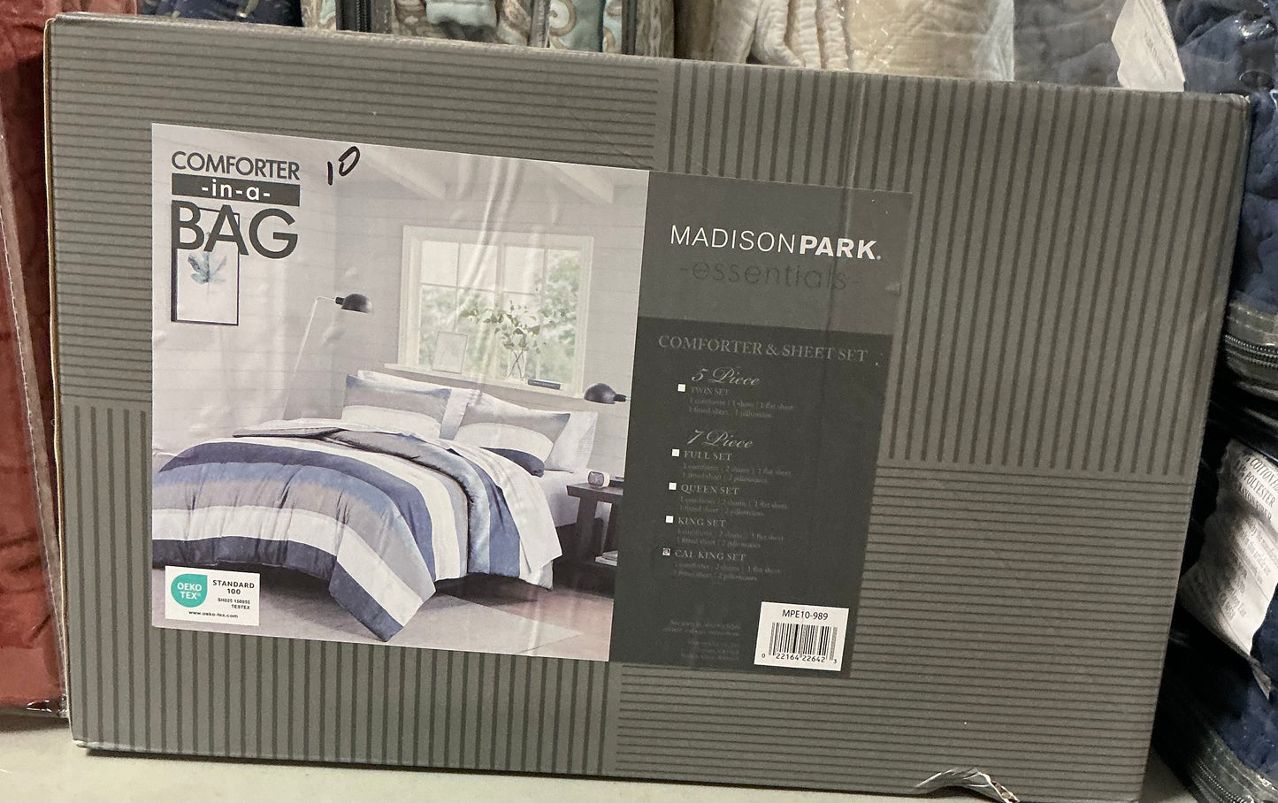 Madison Park Essentials Deacon Modern Stripe Comforter Set with Sheets Cal king