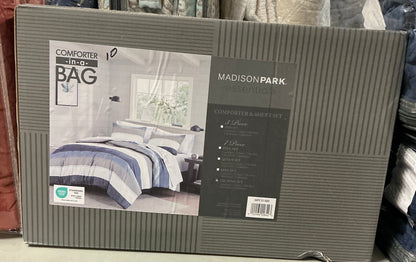 Madison Park Essentials Deacon Modern Stripe Comforter Set with Sheets Cal king