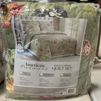 Edens Floral Print Quilt Set king 3pcs