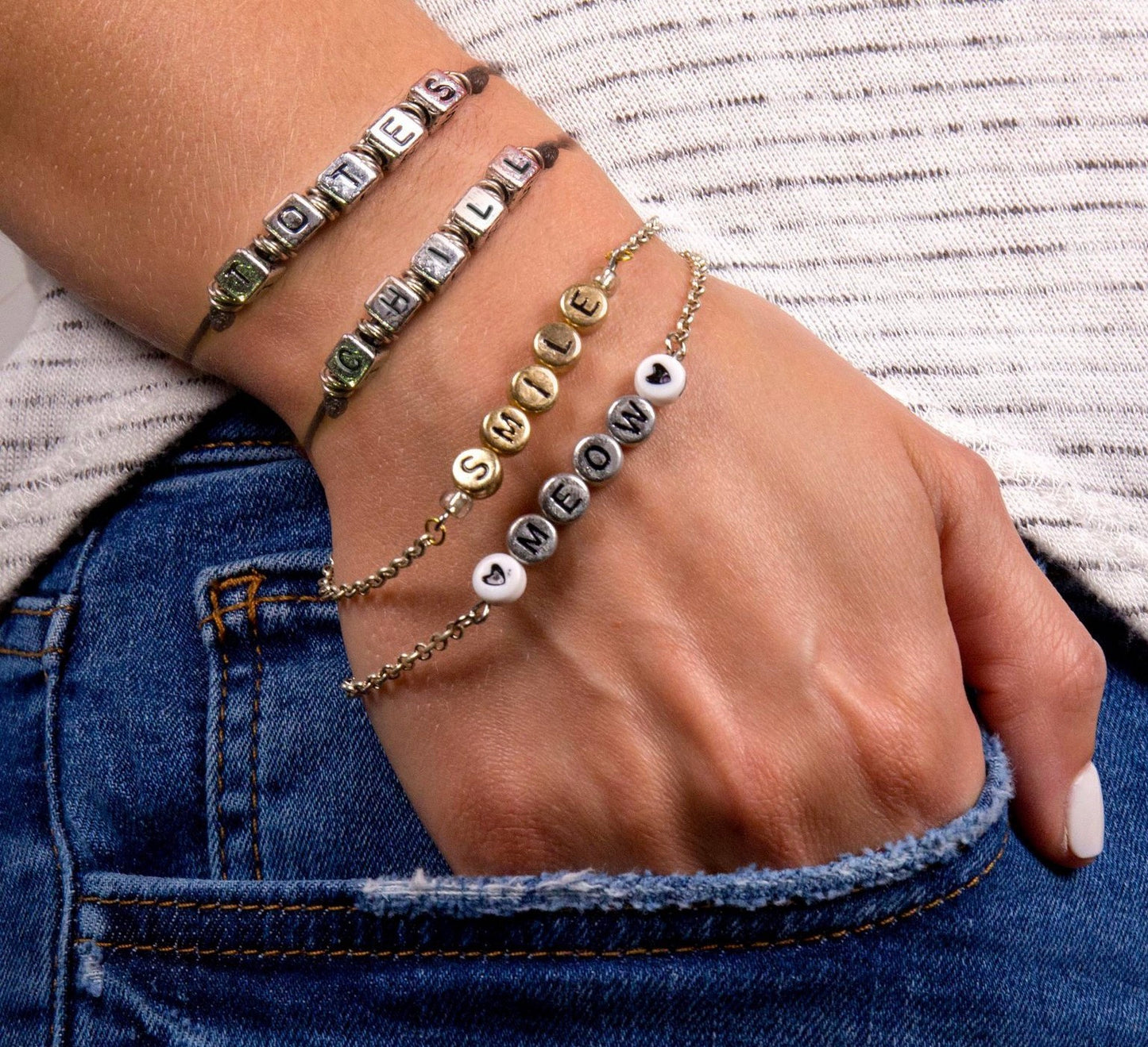 STMT D.I.Y. Alphabet Jewelry Kit in a light blue package designed to create 10 personalized pieces.