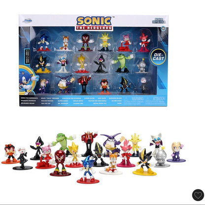 “Sonic the hedgehog” set of 18 diecast figures wave 2 “Nano Metalfigs” series diecast models by Jada - DAMAGED PACKAGE