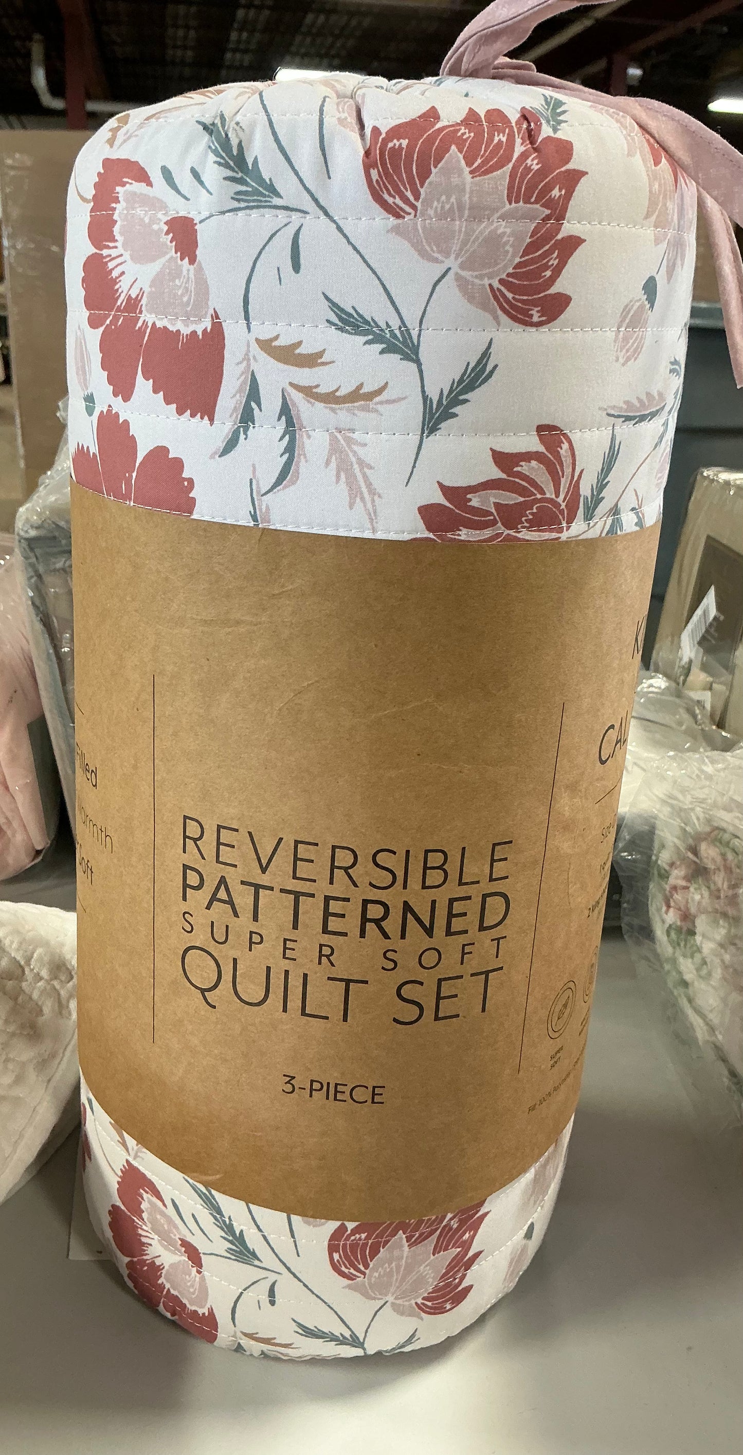 3-piece reversible patterned quilt set king/cal king