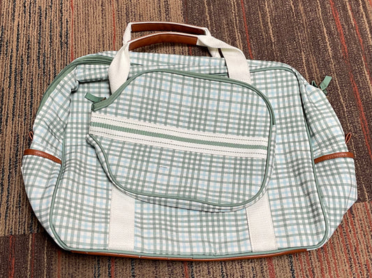Plaid Pickleball Bag & Paddle Cover Set Green/Blue