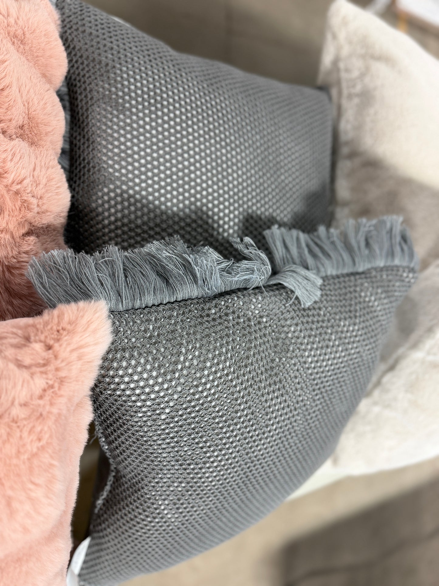 Outdoor Throw Pillow Set of 2 - Gray - 20x20