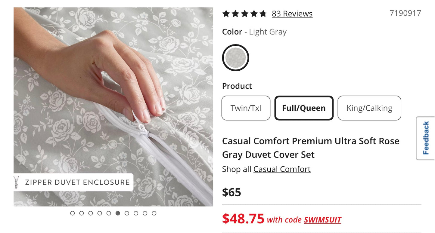 Casual Comfort Premium Ultra Soft 3 Pieces Duvet Cover Set Full/Queen
