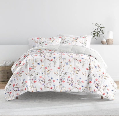 Full/Queen patterned reversible down alternative comforter set 3 Pieces -Color( Pink Floral)